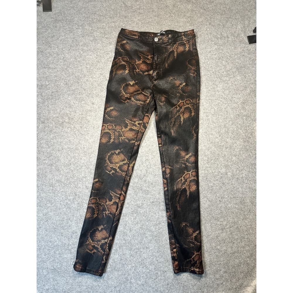 JC & JQ Jeans Womens XL Black Brown Snake Skin Cotton Stretch Skinny High Rise